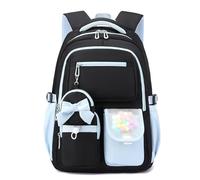 FANDARE Leicht Schulrucksack Mädchen Kinderrucksack Wasserdicht Rucksack Teenager Daypack, Kawaii Bow-knot Schulranzen für Mädchen 9-16 Jahre mit Trolleyband Tagesrucksäcke Schultasche Schwarz Blau