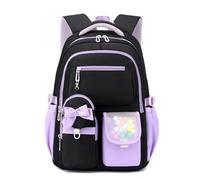 FANDARE Leicht Schulrucksack Mädchen Kinderrucksack Wasserdicht Rucksack Teenager Daypack, Kawaii Bow-knot Schulranzen für Mädchen 9-16 Jahre mit Trolleyband Tagesrucksäcke Schultasche Schwarz Lila