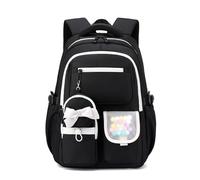 FANDARE Leicht Schulrucksack Mädchen Kinderrucksack Wasserdicht Rucksack Teenager Daypack, Kawaii Bow-knot Schulranzen für Mädchen 9-16 Jahre mit Trolleyband Tagesrucksäcke Schultasche Schwarz