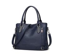 FANDARE Leichte Handtschasche Vintage Schultertasche Damen Umhängetasche Frauen Schulranzen PU Leder Wasserdicht für Shopper Reisen Arbeitstasche Messenger Tote Bags Blau