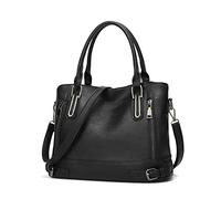 FANDARE Leichte Handtschasche Vintage Schultertasche Damen Umhängetasche Frauen Schulranzen PU Leder Wasserdicht für Shopper Reisen Arbeitstasche Messenger Tote Bags Schwarz