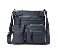 FANDARE Leichte Schultertasche Umhängetaschen Damen Schulranzen Handtaschen Klein Frauen PU Leder Wasserdicht Freizeit Sports Arbeit Outdoor Reise Messenger-Bags Blau