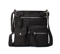 FANDARE Leichte Schultertasche Umhängetaschen Damen Schulranzen Handtaschen Klein Frauen PU Leder Wasserdicht Freizeit Sports Arbeit Outdoor Reise Messenger-Bags Schwarz