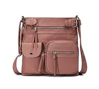 FANDARE Leichte Schultertasche Umhängetaschen Damen Schulranzen Handtaschen Klein Frauen PU Leder Wasserdicht Freizeit Sports Arbeit Outdoor Reise Messenger-Bags Rosa