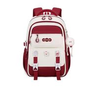 FANDARE Leichter Kinderrucksack mit Brustgurt Wasserdichter Rucksack Stoff Große Kapazität 3D-Rückenpolster & Verstellbare S-förmige Schultergurte Rot