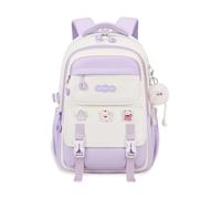 FANDARE Leichter Kinderrucksack mit Brustgurt Wasserdichter Rucksack Stoff Große Kapazität 3D-Rückenpolster & Verstellbare S-förmige Schultergurte Lila