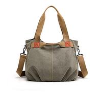 FANDARE Leinwand Handtaschen Schultertasche Damen Umhängetasche Vintage Frauen Arbeitstasche für Shopper Reisen Crossbody Messenger Bag Grün B