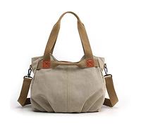 FANDARE Leinwand Handtaschen Schultertasche Damen Umhängetasche Vintage Frauen Arbeitstasche für Shopper Reisen Crossbody Messenger Bag Khaki