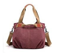 FANDARE Leinwand Handtaschen Schultertasche Damen Umhängetasche Vintage Frauen Arbeitstasche für Shopper Reisen Crossbody Messenger Bag Violett