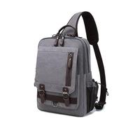 FANDARE Leinwand Herren Brusttasche Sling Bag Militär Schultertasche Chest Sling Bag Männerhandtasche Umhängetasche Sport City Bag Wandern Outdoor Sports Reise Schultertasche Crossbody Bag Grau B