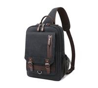 FANDARE Leinwand Herren Brusttasche Sling Bag Militär Schultertasche Chest Sling Bag Männerhandtasche Umhängetasche Sport City Bag Wandern Outdoor Sports Reise Schultertasche Crossbody Bag Schwarz B