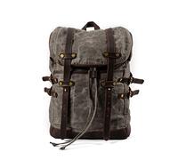 FANDARE Leinwand Rucksack Retro Wanderrucksack Herren Kordelzug Rucksack Schulranzen Damen Reisetasche Rucksack Schultaschen Trekkingrucksack Reiserucksack Camping Outdoorrucksack Graugrün