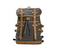 FANDARE Leinwand Rucksack Retro Wanderrucksack Herren Kordelzug Rucksack Schulranzen Damen Reisetasche Rucksack Schultaschen Trekkingrucksack Reiserucksack Camping Outdoorrucksack Dunkelgrau