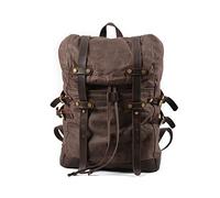 FANDARE Leinwand Rucksack Retro Wanderrucksack Herren Kordelzug Rucksack Schulranzen Damen Reisetasche Rucksack Schultaschen Trekkingrucksack Reiserucksack Camping Outdoorrucksack Braun