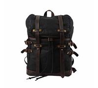 FANDARE Leinwand Rucksack Retro Wanderrucksack Herren Kordelzug Rucksack Schulranzen Damen Reisetasche Rucksack Schultaschen Trekkingrucksack Reiserucksack Camping Outdoorrucksack Schwarz