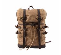 FANDARE Leinwand Rucksack Retro Wanderrucksack Herren Kordelzug Rucksack Schulranzen Damen Reisetasche Rucksack Schultaschen Trekkingrucksack Reiserucksack Camping Outdoorrucksack Khaki