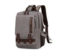FANDARE Leinwand Rucksack Schulranzen Damen Reisetasche Arbeitstasche Wanderrucksack Herren Militär Rucksack Schultaschen Trekkingrucksack Radfahren Reiserucksack Grau C