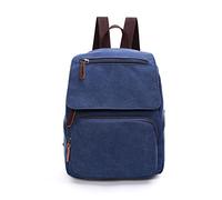 FANDARE Leinwand Rucksack Unisex Schulrucksack Schulranzen Daypacks Laptop Rucksack Herren Damen Schultaschen für 12.9 Zoll Laptop Universität Wandern Reisen Freizeit Arbeit Tagesrucksack Dunkelblau