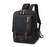 FANDARE Leinwand Rucksack Wanderrucksack Schulranzen Damen Reisetasche Arbeitstasche Schwarz C