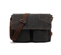 FANDARE Leinwand Umhängetasche für Herren Schultertasche Männer Hängetasche Damen Handytasche Arbeitstasche passend für 15,6 Zoll Tablet Zum Umhängen Alltag Freizeit Arbeit Büro Messenger Bag Schwarz