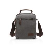 FANDARE Leinwand Umhängetasche Schultertasche Kuriertasche Canvas Messenger Bag für Herren Damen Klein Aktentasche Männer und Frauen Reise Arbeitstasche 9.7 Zoll Tablet Grau