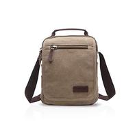 FANDARE Leinwand Umhängetasche Schultertasche Kuriertasche Canvas Messenger Bag für Herren Damen Klein Aktentasche Männer und Frauen Reise Arbeitstasche 9.7 Zoll Tablet Khaki