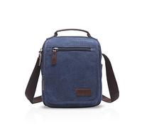 FANDARE Leinwand Umhängetasche Schultertasche Kuriertasche Canvas Messenger Bag für Herren Damen Klein Aktentasche Männer und Frauen Reise Arbeitstasche 9.7 Zoll Tablet Dunkelblau