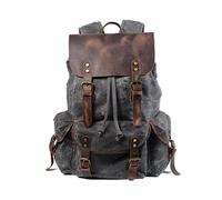 FANDARE Leinwand Wanderrucksack Herren Damen Wanderrucksäcke Sports & Outdoor Rucksack mit Kordelzug Trekkingrucksack Reiserucksack für Wandern Radfahren Klettern Bergsteigen und Reisen Grau Grün