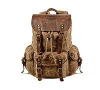 FANDARE Leinwand Wanderrucksack Herren Damen Wanderrucksäcke Sports & Outdoor Rucksack mit Kordelzug Trekkingrucksack Reiserucksack für Wandern Radfahren Klettern Bergsteigen und Reisen Khaki