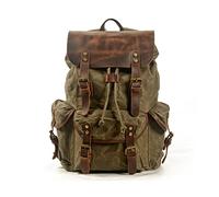 FANDARE Leinwand Wanderrucksack Herren Damen Wanderrucksäcke Sports & Outdoor Rucksack mit Kordelzug Trekkingrucksack Reiserucksack für Wandern Radfahren Klettern Bergsteigen und Reisen Armeegrün