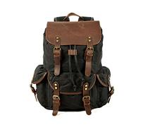 FANDARE Leinwand Wanderrucksack Herren Damen Wanderrucksäcke Sports & Outdoor Rucksack mit Kordelzug Trekkingrucksack Reiserucksack für Wandern Radfahren Klettern Bergsteigen und Reisen Schwarz