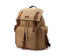 FANDARE Leinwand Wanderrucksack Herren Rucksack Wanderrucksäcke Damen Outdoor Universität Rucksack mit Kordelzug Trekkingrucksack Reiserucksack für Teenager Wandern Bergsteigen Reisen Khaki