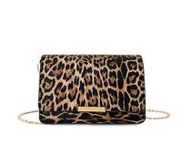 FANDARE Leoparden Damen Umhängetasche Handtasche Shopper Tasche PU Leder Fächern Schultertasche mit Abnehmbare Kette Henkeltaschen Lehrertasche für Uni Business Schule Crossbody Bag Hellbraun