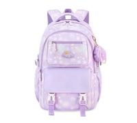 FANDARE Mädchen Kinderrucksack Schulrucksack Damen Rainbow Schulranzen mit reflektierendem Streifen Schultasche Rucksack Büchertaschen Tagesrucksack Schule Daypacks Lila