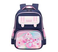 FANDARE Mädchen Prinzessin Kinderrucksack Kinder Rucksack lässig Kinderrucksack Princess Schulranzen mit reflektierenden Streifen Daypacks Schulrucksack Büchertaschen Tagesrucksack Blau Rosa