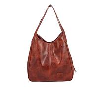 FANDARE Mode Damen-Henkeltaschen Wasserdicht Umhängetaschen Schultertaschen Handtasche PU-Leder Eimer Tasche für Reisen Einkaufen Arbeiten Braun A