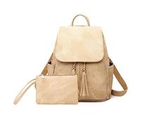 FANDARE Mode Damen Rucksackhandtaschen Elegant Schulrucksack Geldbeutel Set Schultertaschen Modern Handtasche Cityrucksack PU Leder Schulranzen Cityrucksack Frauen Rucksack Uni Büro Daypacks Khaki