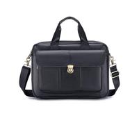 FANDARE Mode Ledermappe für Herren Aktentasche mit sicherem Schloss 14-Zoll-Laptoptasche mit abnehmbarem Trageriemen, bequemem Griff,Business Messenger Handtasche Professionelle für Schulter Schwarz