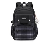 FANDARE Mode Schulrucksack Teenager Schulrucksack Mädchen Junge Schultasche Rucksack Color-Blocking Daypack Schule Tagesrucksack Rucksack Leichter Uni Büchertaschen Kinderrucksack Schwarz