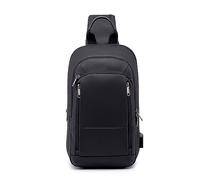 FANDARE Mode Sling Bag Brusttasche Schultertasche Herren Shoulder Crossover Rucksack mit USB Umhängetasche Sporttasche für Geschäft,Wandern,Abenteuer,Sport, Reisen Wasserdicht Polyester Schwarz A