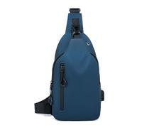 FANDARE Modernes Brusttasche Herren Sport Umhängetasche Sling Crossbody Bag Manner Leichte Bauchtasche mit Brustgurt Wasserdichtes PU Messenger-Bags Schultertaschen für Reise Wandern Bodybag Blau