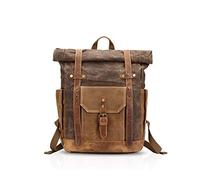 FANDARE Modische Schultasche, Reiserucksack, Herren, 15,6 Zoll, Laptop, Daypack, Outdoor, Camping, große Kapazität, Rucksack, Segeltuch, braun, L, Freizeitrucksack