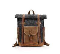 FANDARE Modische Schultasche, Reiserucksack, Herren, 15,6 Zoll, Laptop, Daypack, Outdoor, Camping, große Kapazität, Rucksack, Segeltuch, Schwarz, L, Freizeitrucksack