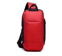 FANDARE Neu Brusttasche Diebstahlsicherung Sling Bag für 10,5 Zoll Tablet Herren Damen Schulranzen Umhängetasche mit USB-Ladeanschluss Daypacks für Schule Abenteuer Reisen Joggen Sporttasche Rot A