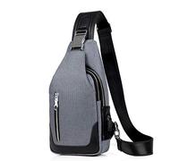 FANDARE Neu Brusttasche Herren Schultertasche Sling Bag Rucksack mit USB Umhängetasche Sporttasche für Wandern,Abenteuer,Sport, Reisen und Joggen Blau B