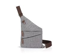 FANDARE Neu Brusttasche Segmentiert Schultertasche Herren Damen Sling Bag Crossover Rucksack Umhängetasche Sporttasche für Outdoor Reisen Wandern Abenteuer Sport Crossbody Bag Grau
