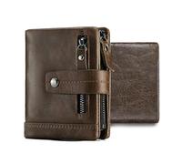 FANDARE Neu Geldbörse Damen Herren Slim Wallet mit Münzfach & RFID Schutz Leder Kartenetui Kreditkartenetui Mini Portmonee Geldbeutel Portemonnaie klein 13 Fächer für KreditkartenBraun