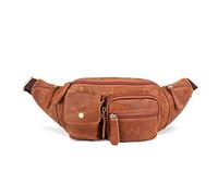 FANDARE Neu Gürteltasche Bauchtasche Brusttasche Herren Sling Bag wasserdichte Geeignet Hüfttasche Junge Umhängetasche Crossover Rucksack Crossbody Bag Leder für Joggen Radfahren Reisen Gelb Braun