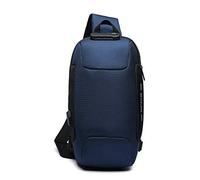FANDARE Neu Herren Schultertasche Brusttasche mit Passwortschloss, USB, Reflektierende Streifen Umhängetasche Rucksack Sporttasche für Abenteuer,Reisen und Joggen Wasserdichtes Polyester Blau