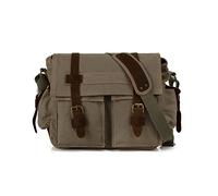 FANDARE Neu Retro Messenger Bag Umhängetasche Schultertasche 14 Zoll Laptoprucksäcke Herren Frauen Tasche Kuriertasche Multifunktions Canvas Armee Grün